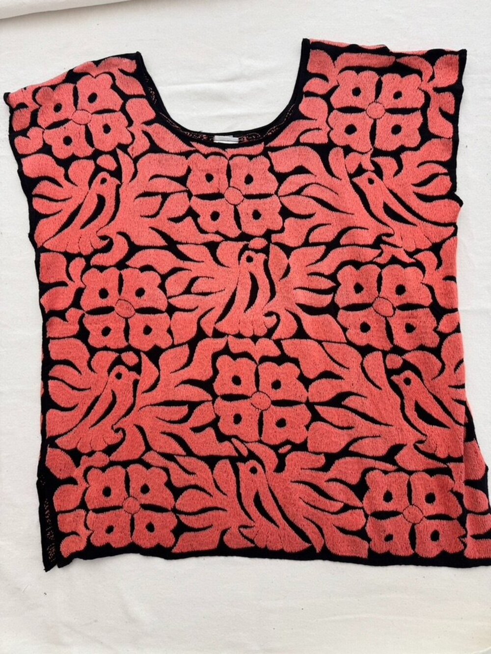 Embroidered salmon colored Mexican blouse